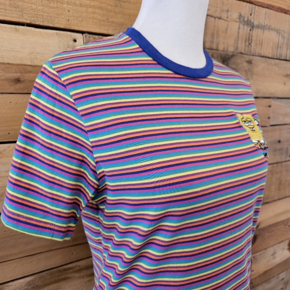 SpongeBob Squarepants rainbow stripe t-shirt Size S - Picture 4 of 5